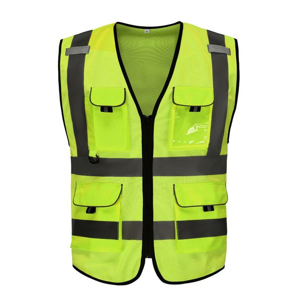 Reflekterande i lager, andningsbar säkerhetsväst för vägtrafik, reflexväst för varning vid byggarbetsplatser_voghion.com