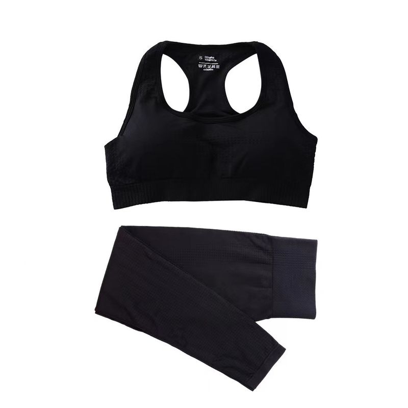 Dot Dikişsiz İki Parçalı Set Yelek Uzun Pantolon Spor Fitness Çabuk Kuruyan Kalça Kaldıran Takım Yoga Kıyafetleri Kadın_voghion.com