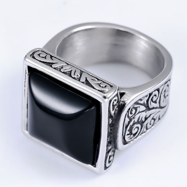 Offener Vintage-Ring aus schwarzem Achat für Herren | Eine Fusion aus Retro-Charme und Persönlichkeit_voghion.com