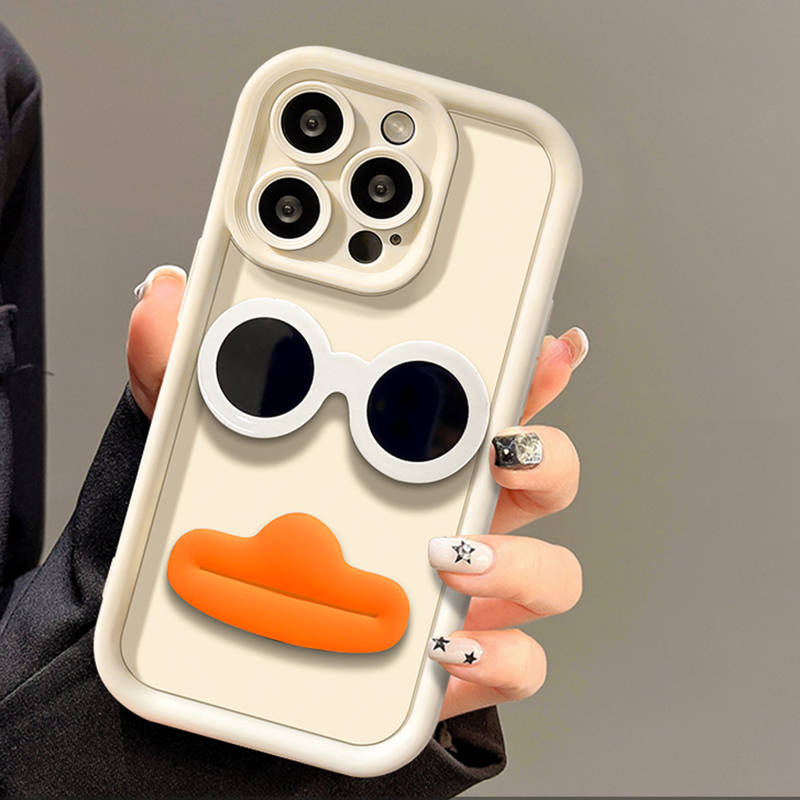 3D Funny Sunglasses Pouting Duck Phone Case For Infinix Hot Note Zero 50 40 30 20 GT10 GT20 Smart 9 8 Pro Play 4G 5G Back Cover_voghion.com