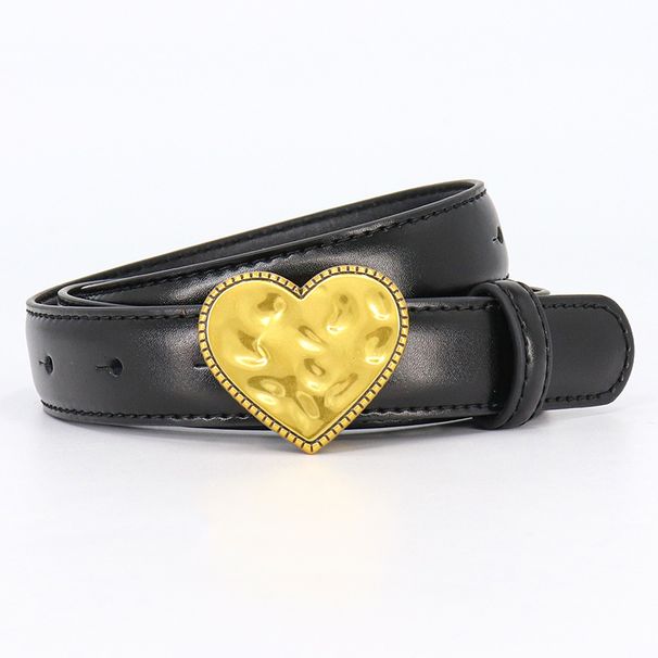 Apparel Summer New Accessories Women's Casual Versatile Alloy Heart Shape Smooth Buckle Belt Luxury Thin Belt Apparel Accessories_voghion.com