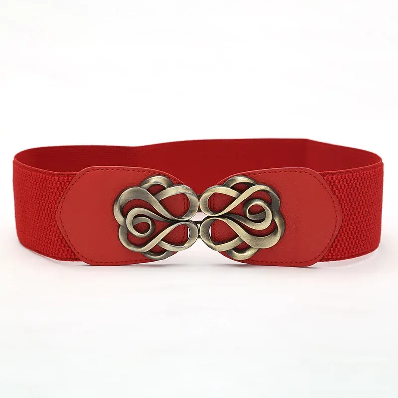 Nieuwe Cover Stijl Mode Retro Rose Legering Knoop Hoofd Brede Elastische Down Jas Dames Taille Riem_voghion.com