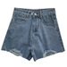 Internetkändisars korta jeansshorts med hög midja för kvinnor sommaren 2024, nya vida ben med hål som ser smalare ut._voghion.com