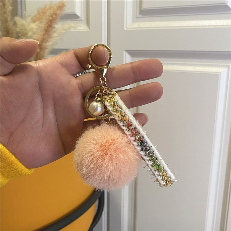 Portachiavi creativo in stile piccolo con ciondolo per borsa, in peluche, con ciondolo a nastro, per auto, con ciondolo di perle, piccolo regalo_voghion.com