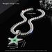 Men Fashion Jewelry Full Diamond Blue Five Pointed Star Necklace Personality Hip Hop Pendant Single Pendant_voghion.com