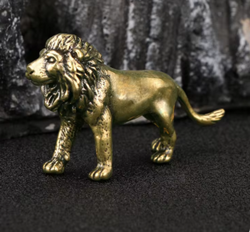 Domineering Lion Brass Ornaments Office Study Desktop Tea Ornaments Furnishings Distressed Antique Bronze Crafts Collection_voghion.com