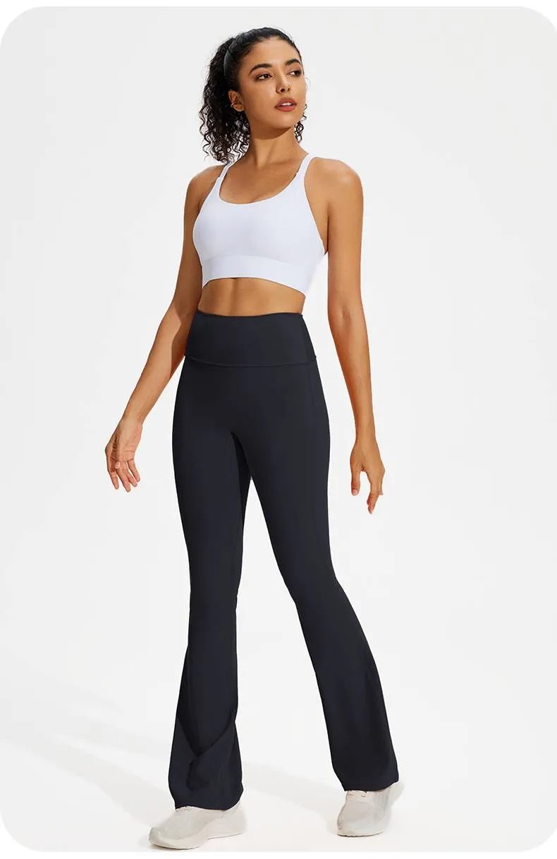 NOKO Sports 7A Antibacterial Wide-leg Tights Nude Hip-lifting Yoga Flared Pants Women's Dance High-waisted Flared Casual Sports Pants_voghion.com