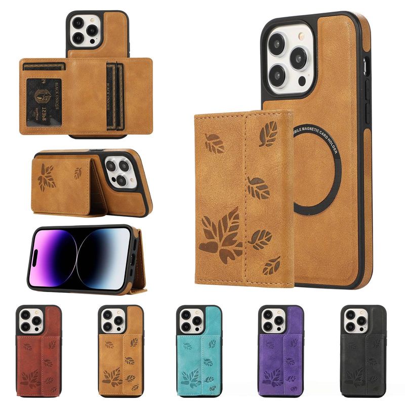 İnce Cüzdan ve Vintage Tarzı Koruyucu Kılıf İçin Manyetik Kart Tutucu Telefon Kılıfı_voghion.com