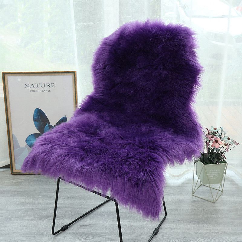 New Solid Color Imitation Wool Carpet Sofa Cushion Chair Cushion Bedroom Living Room Bay Window Mat Mat Sheepskin Mat (size: 60*90cm)_voghion.com