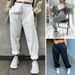 Pantalon de jogging streetwear pour femme - Pantalon de survêtement décontracté confortable et élégant à ourlet élastique, idéal pour le sport et le quotidien (Noir, Gris clair, Blanc)_voghion.com