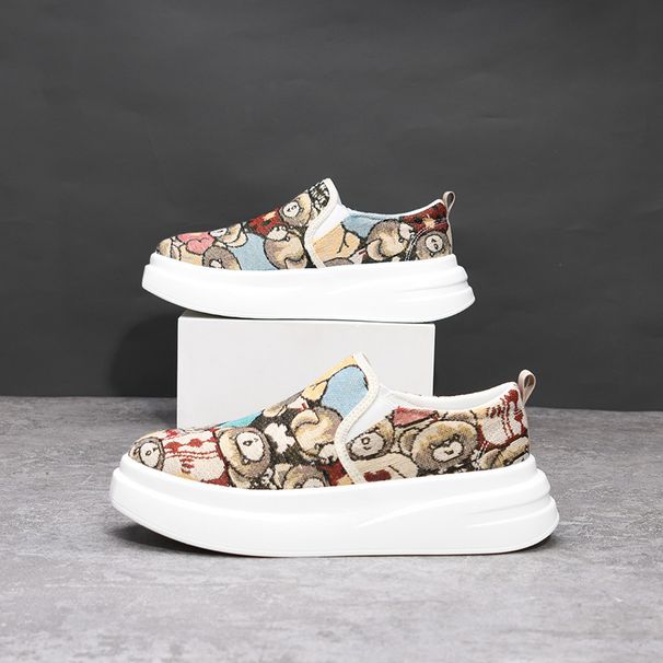 Chaussures d'été respirantes et décontractées en toile brodée pour hommes, semelles épaisses de style chinois, rehaussantes_voghion.com