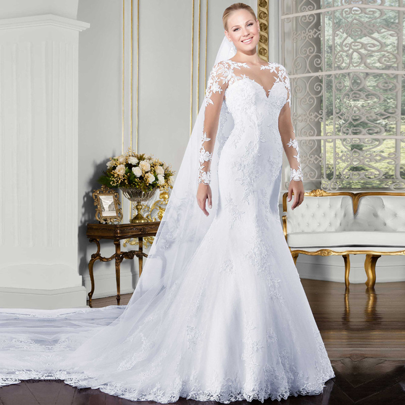 Abito da donna Abito da sposa Abito da sposa snellente con strascico a coda di pesce_voghion.com
