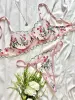 Set intimo da donna in 2 pezzi con perizoma boho ricamato, reggiseno trasparente sexy, trasparente_voghion.com