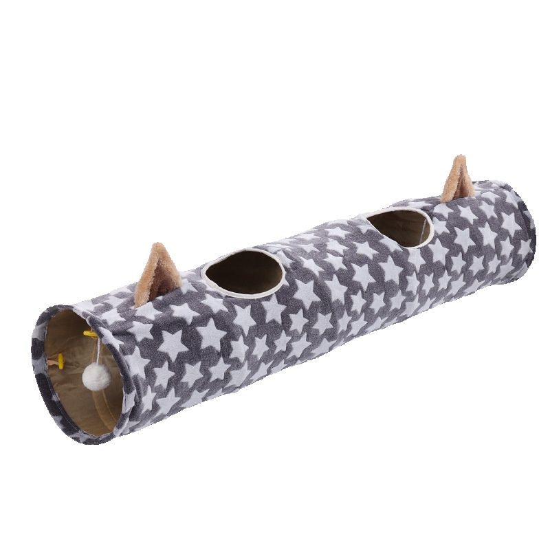 Nouveau jouet tunnel pour chat en papier, oreilles de chat cuites à la vapeur, tube droit pliable, anneau auto-hi, pain en forme d'oreille de chat_voghion.com