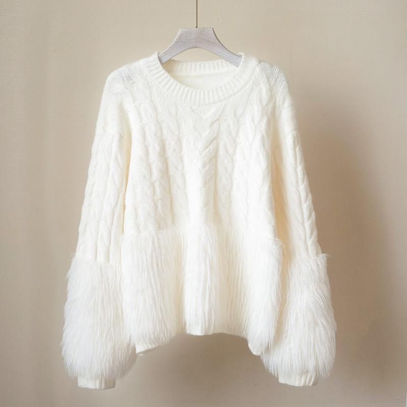 Pull ample à niche épaisse pour femme, haut d'hiver_voghion.com