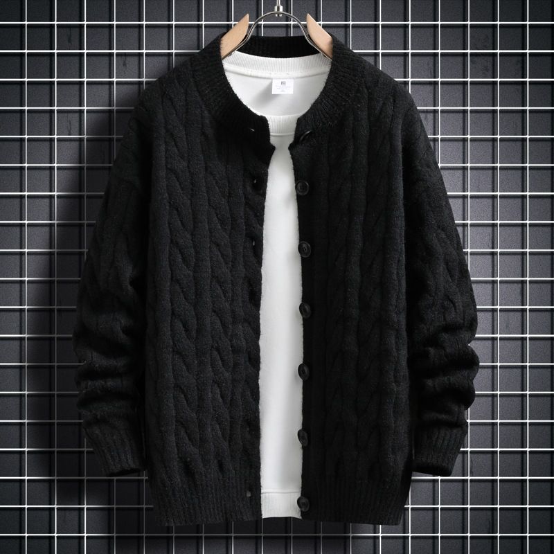 Maglione da uomo nuovo autunno e inverno 2025, monopetto, casual, lavorato a maglia, tinta unita, lavorato a maglia, spesso, cardigan_voghion.com