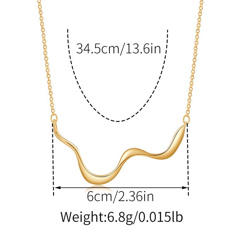 Collana con personalità di costa irregolare con design di nicchia, vera collana con galvanica in oro, temperamento e conservazione del colore_voghion.com