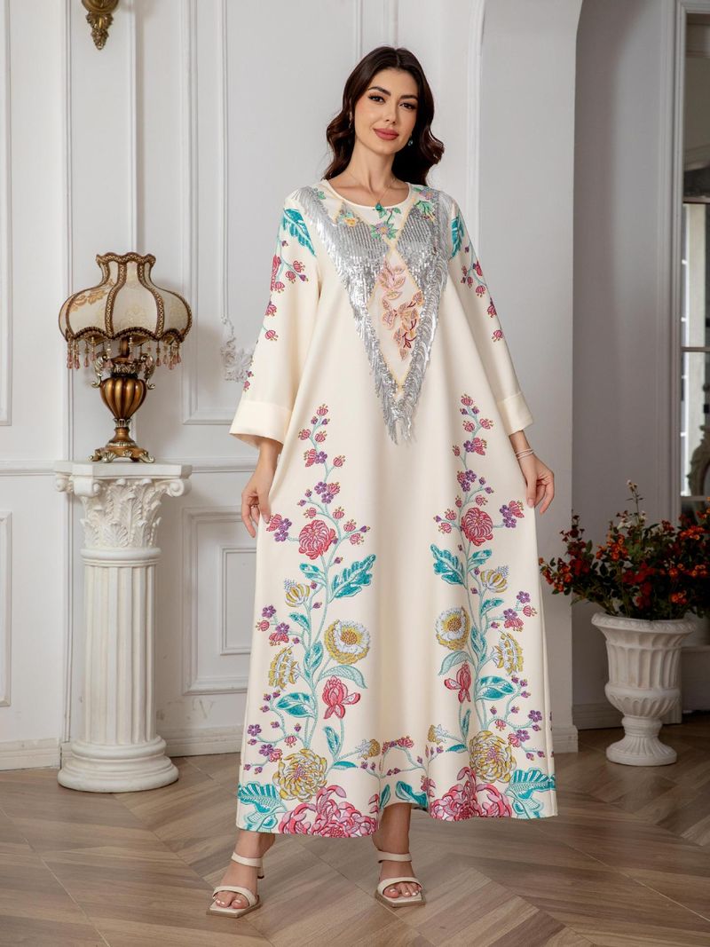 Damenbekleidung Brustdruck Zufällige muslimische Damenbekleidung Ins Damen Robe Außen_voghion.com