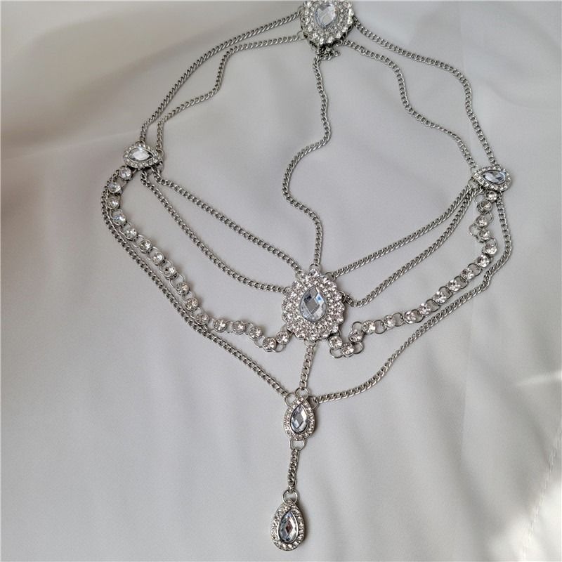 Exotischer Strass-Kopfschmuck, Augenbrauen-Anhänger, Wellenquastenkette, Diamant, antiker Stil, Stirn-Haarschmuck, Kopfkette_voghion.com