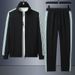 Men's Clothing style, loose and versatile sportswear, running clothes, couples' stand up collar sweatshirt, two piece suit with printing_voghion.com
