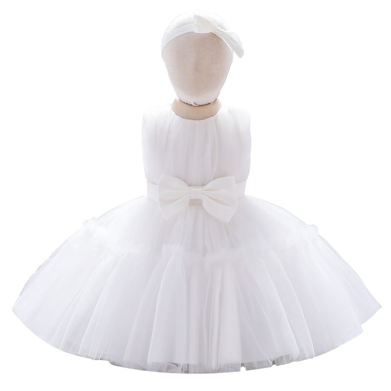 Baby clothes Baby girl dress sleeveless tulle full moon 100 days children dress with headdress_voghion.com