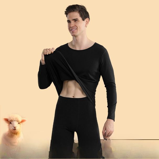 Deutsche Samt-Thermounterwäsche für Herren, kältebeständiger Winteranzug, dünne lange Unterhose, eng anliegendes, hochelastisches Unterhemd_voghion.com