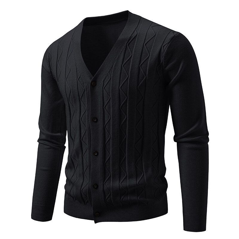 Cardigan casual da uomo in maglia – Design vintage a trecce, vestibilità ampia, scollo a V, maniche lunghe, aperto sul davanti (lavabile in lavatrice)_voghion.com