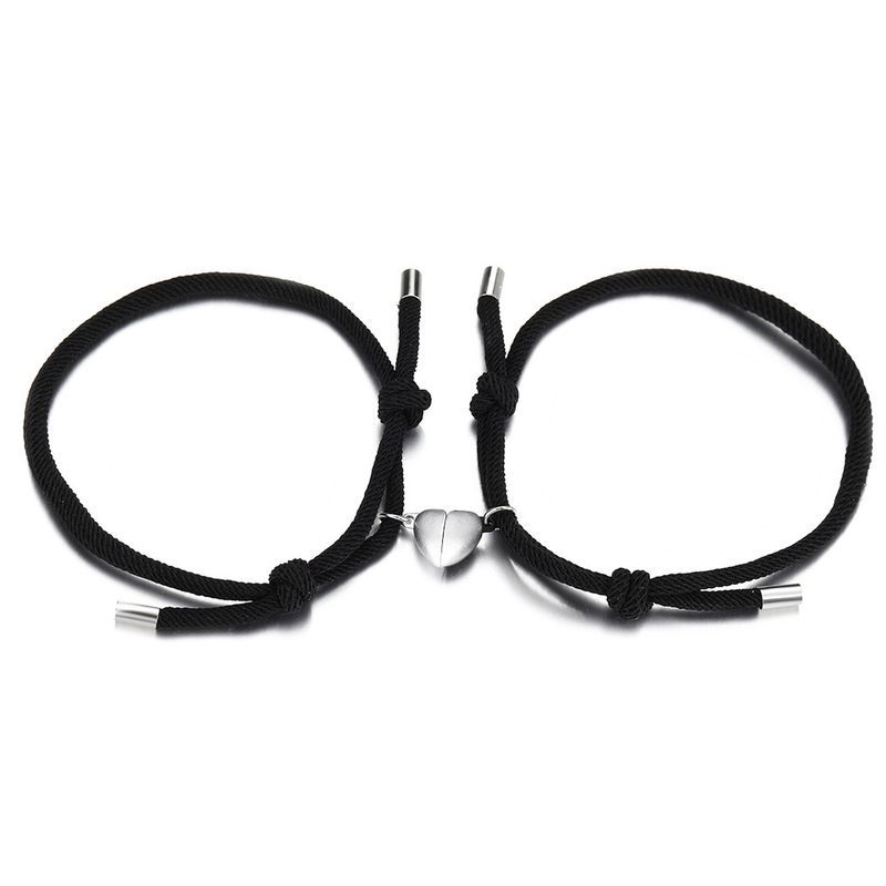 Bracelet d'attraction magnétique en alliage noir pour couple, paire de cordes, boucle magnétique pour amour, main_voghion.com