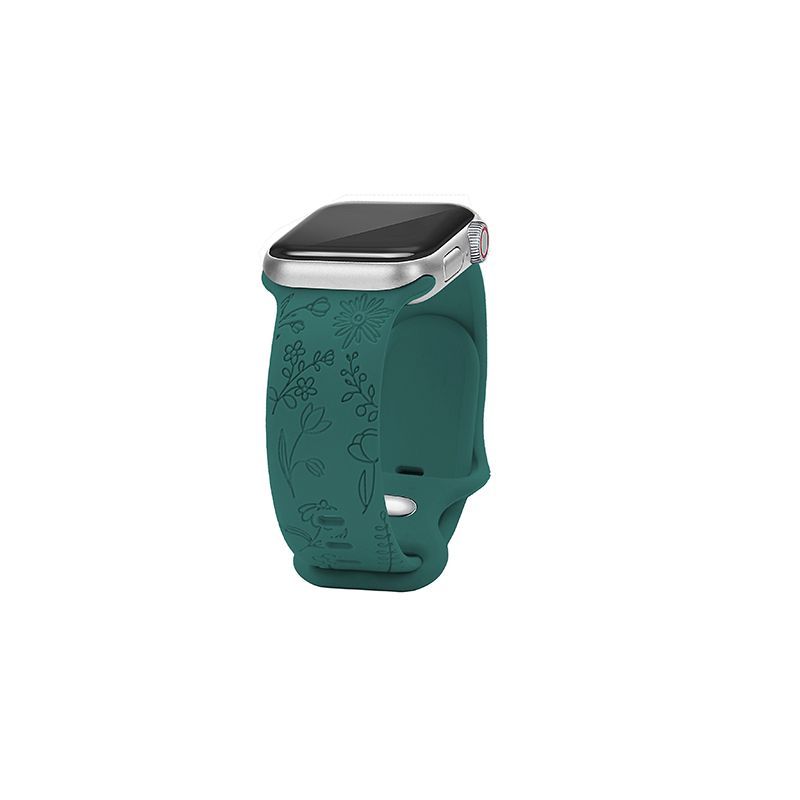 Blomstergraverede bånd til Apple Watch-bånd 38 mm 40 mm 41 mm, Nye mode-sportsrem-udskiftningsarmbånd til iWatch-serien_voghion.com