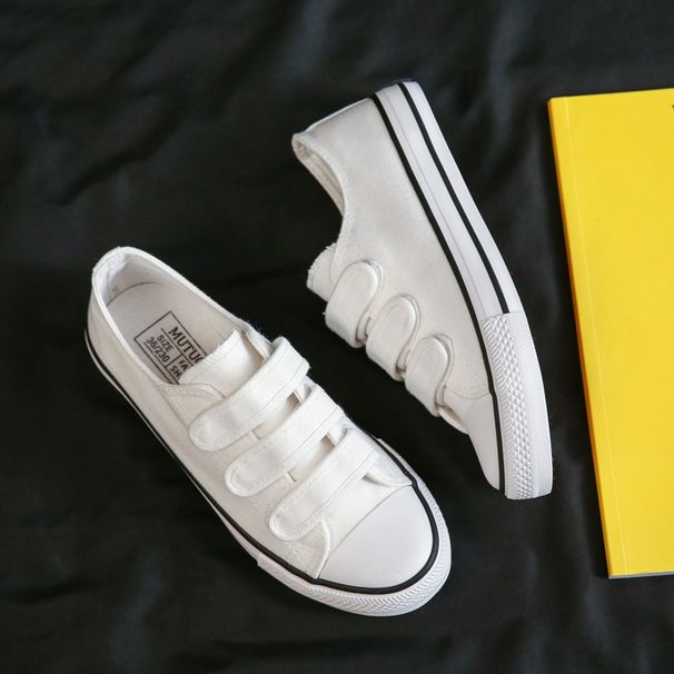 Fubu 2025 Spring Low Top Korean Edition Velcro Canvas Female Ins Student Board Lazy White Shoes F003_voghion.com