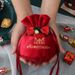 Elegant Velvet Christmas Gift Bags With Bow Tie - Festive Drawstring Pouch For Holiday Presents, Party Favors, Stocking Stuffers_voghion.com