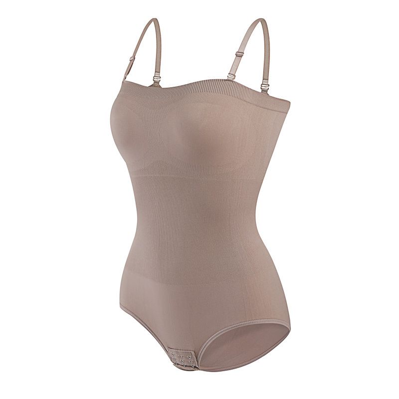 Adjustable Strap Shapewear Bodysuit For Women - Seamless Tummy Control Corset With Detachable Straps, Plus Size Slimming Underwear For All Seasons_voghion.com