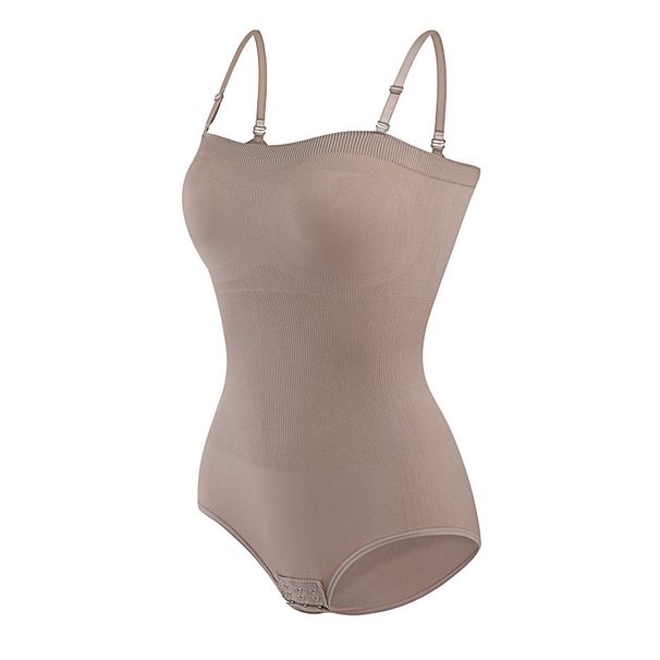 Adjustable Strap Shapewear Bodysuit For Women - Seamless Tummy Control Corset With Detachable Straps, Plus Size Slimming Underwear For All Seasons_voghion.com