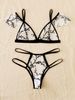 Completo intimo sexy trasparente in rete leggera con ferretto, reggiseno minimizer ultrasottile e coppa triangolare._voghion.com