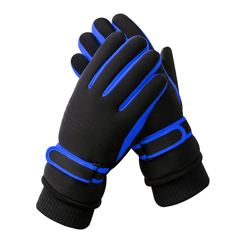 Winter ski gloves men's fleece thickened outdoor riding windproof cold touch screen fashion five-finger warm gloves_voghion.com