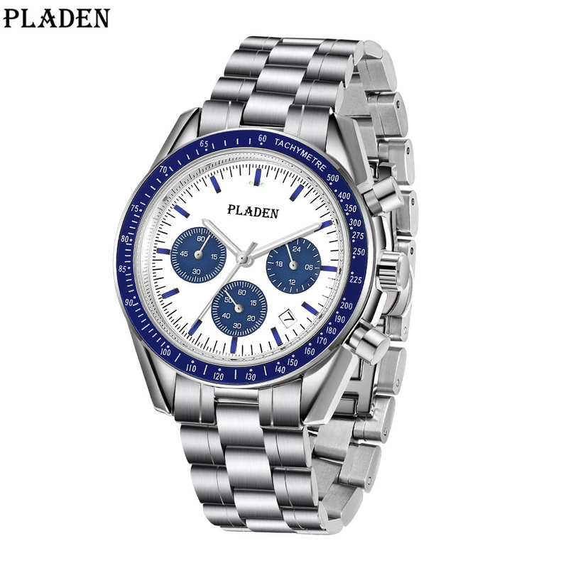 PLADEN live streaming moda high-end classico casual tre occhi cronometraggio lancette al quarzo da uomo in acciaio inossidabile_voghion.com