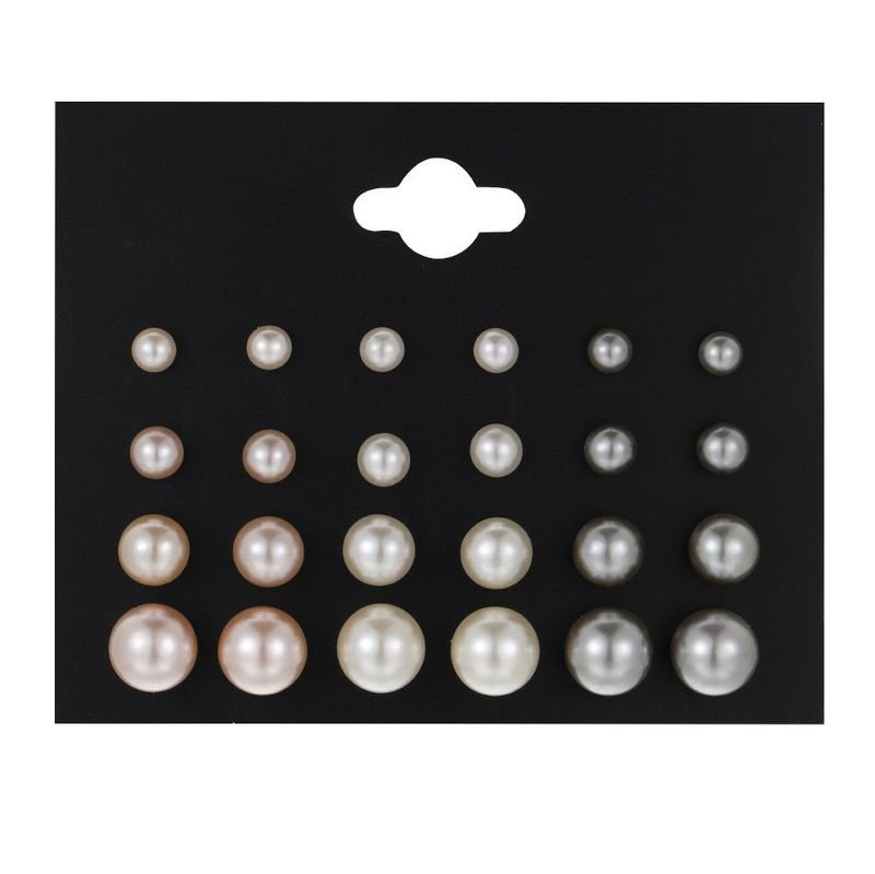 New 12-piece Set High-end Pearl Earrings Three-color Minimalist Series_voghion.com