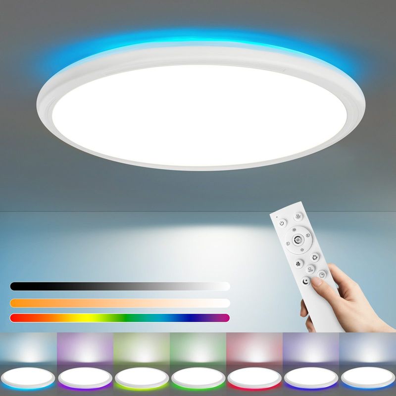 Deckenlampe LED Deckenleuchte Flach - 30CM Badezimmerlampe 32W Weiß Rhombenplatte Deckenbeleuchtung 3000K-6500K Für Küche Flur Schlafzimmer_voghion.com