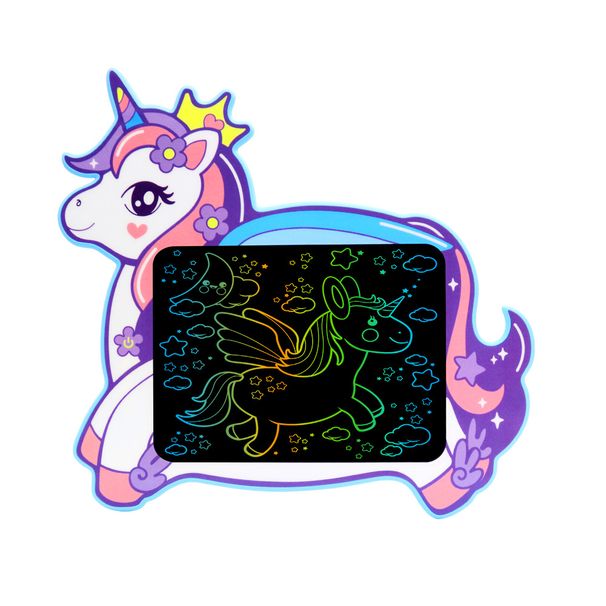 Einhorn-LCD-Schreibtablett für Kinder, buntes Kritzelbrett, löschbares Zeichenpad, tragbares Skizzenbrett für Jungen und Mädchen (Pink, Blau)_voghion.com