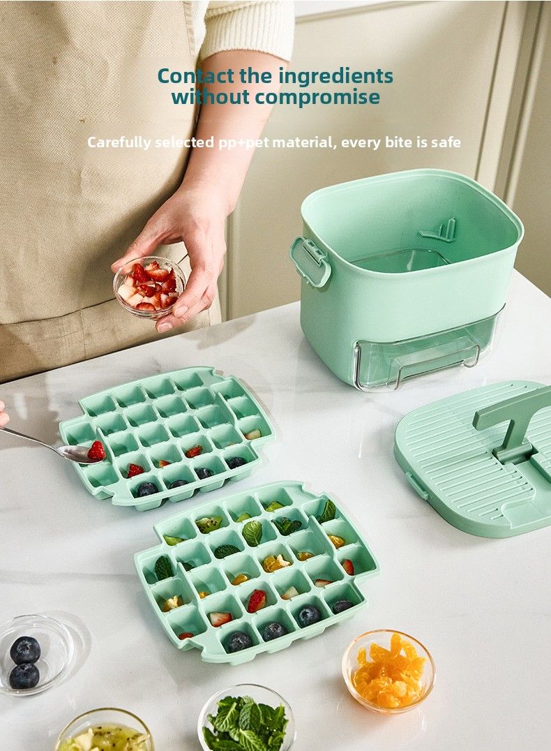 Nuovo contenitore per ghiaccio multistrato per uso domestico con cassetto, macchina per il ghiaccio multiuso, stampo per cubetti di ghiaccio portatile con griglia per ghiaccio pressata_voghion.com