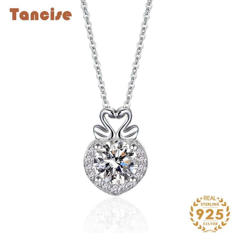 Tancise Luxus-Persönlichkeits-Silber-Moissanit-Anhänger-Halskette für Damen, klassisches Tide-Party-Geschenk_voghion.com