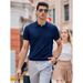 Herrenbekleidung Poloshirt V-Ausschnitt Kurzarm Strickpullover Herren Möwenkragen Sommer Eisseide_voghion.com