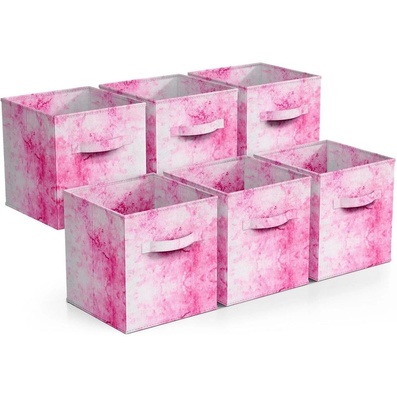Fabric Storage Cubes - 6 Foldable Tie Dye Storage Bins For Organizing Cubbies, Toy Box - Clothes Storage & Closet Organizer - 11 Inch Collapsible Cube Baskets_voghion.com