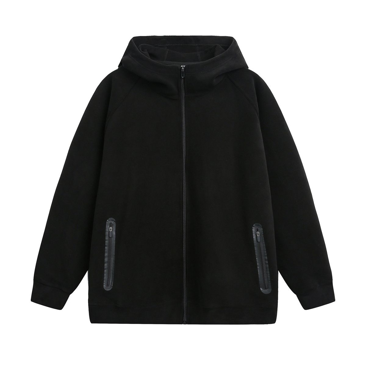 Doppelseitige Fleecejacke – Übergroße Herren-Kapuzenjacke mit Reißverschluss (Schwarz, M-XXL) | Streetwear-Essential für Herbst/Winter_voghion.com