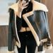 New Winter Green Patchwork Large Lapel Motorcycle Jacket Women's Thickened Short Fur Integrated Sheep Shearling Coat Pengquan_voghion.com