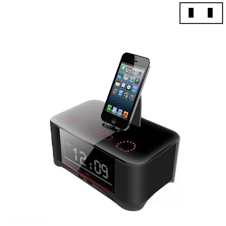 A8 Charging Base Audio NFC Bluetooth Speaker Alarm Clock, Specification: US Plug(Black)_voghion.com