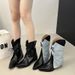 European And American Style Soft Leather Niche Design Cuff Pointed Toe Flat Patchwork Slimming V-Cut Short Women Spring_voghion.com