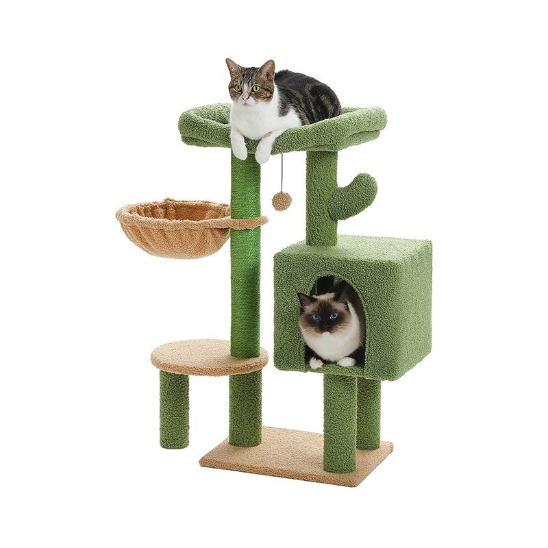 Cactus Cat Tree Tower Cat Condo With Hammock For Indoor_voghion.com