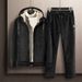 „Herren-Set aus Hoodie und Jogginghose mit Fleecefutter, warmer, winterlicher Trainingsanzug mit Sherpa-Futter, lässiger Lounge- und Streetwear-Zweiteiler (Schwarz/Blau)“_voghion.com