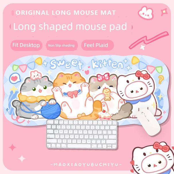 Tapis de souris antidérapant en caoutchouc minimaliste de qualité imbattable, motif chat de dessin animé_voghion.com